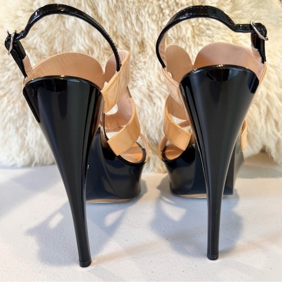 Vintage Giuseppe Zanotti Platform Patent Leather Black and Nude Stiletto Heels - Picture 16 of 16
